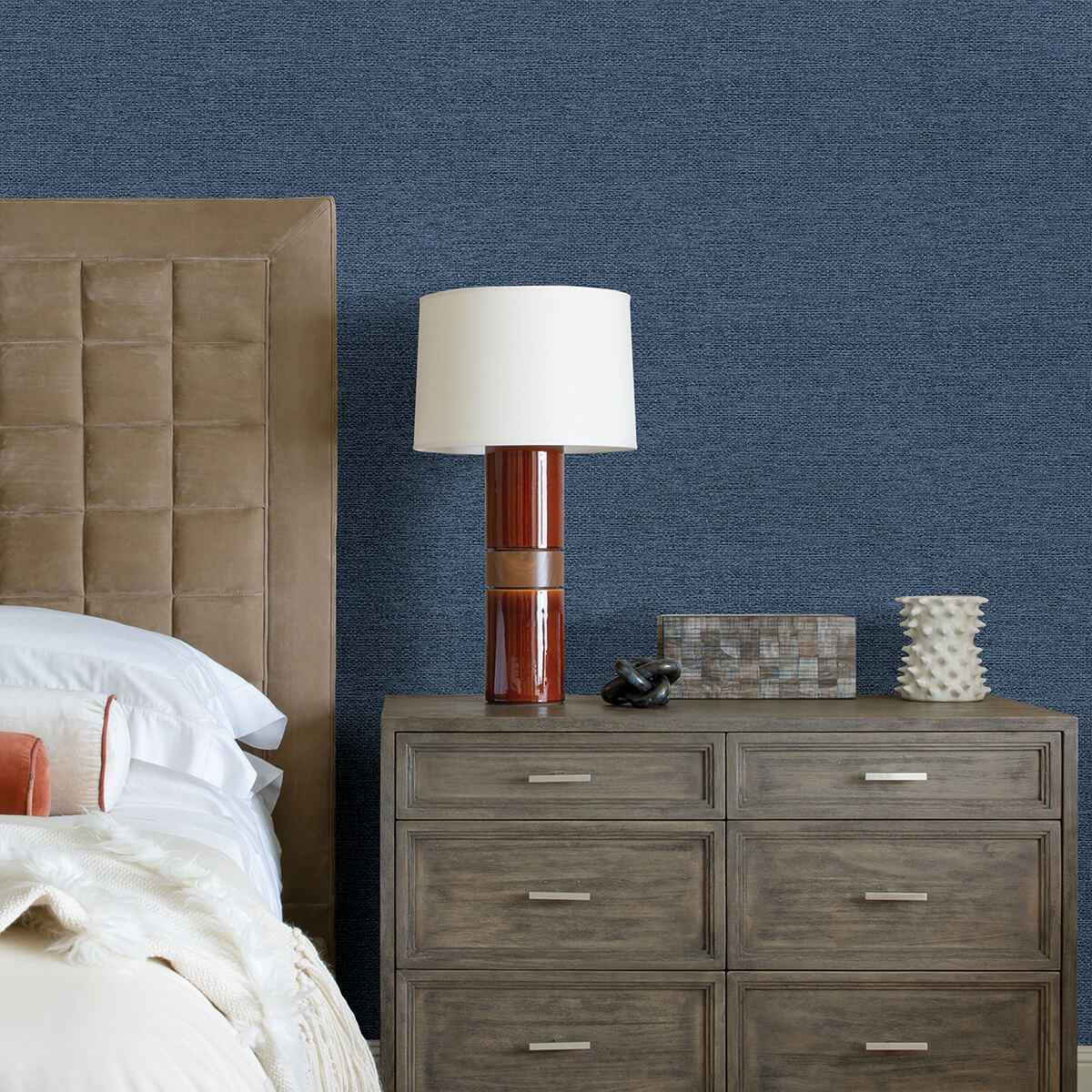 Jordan Indigo Faux Tweed Wallpaper - York Wallcoverings - 2971-86354 - York Wallcoverings Wallpaper