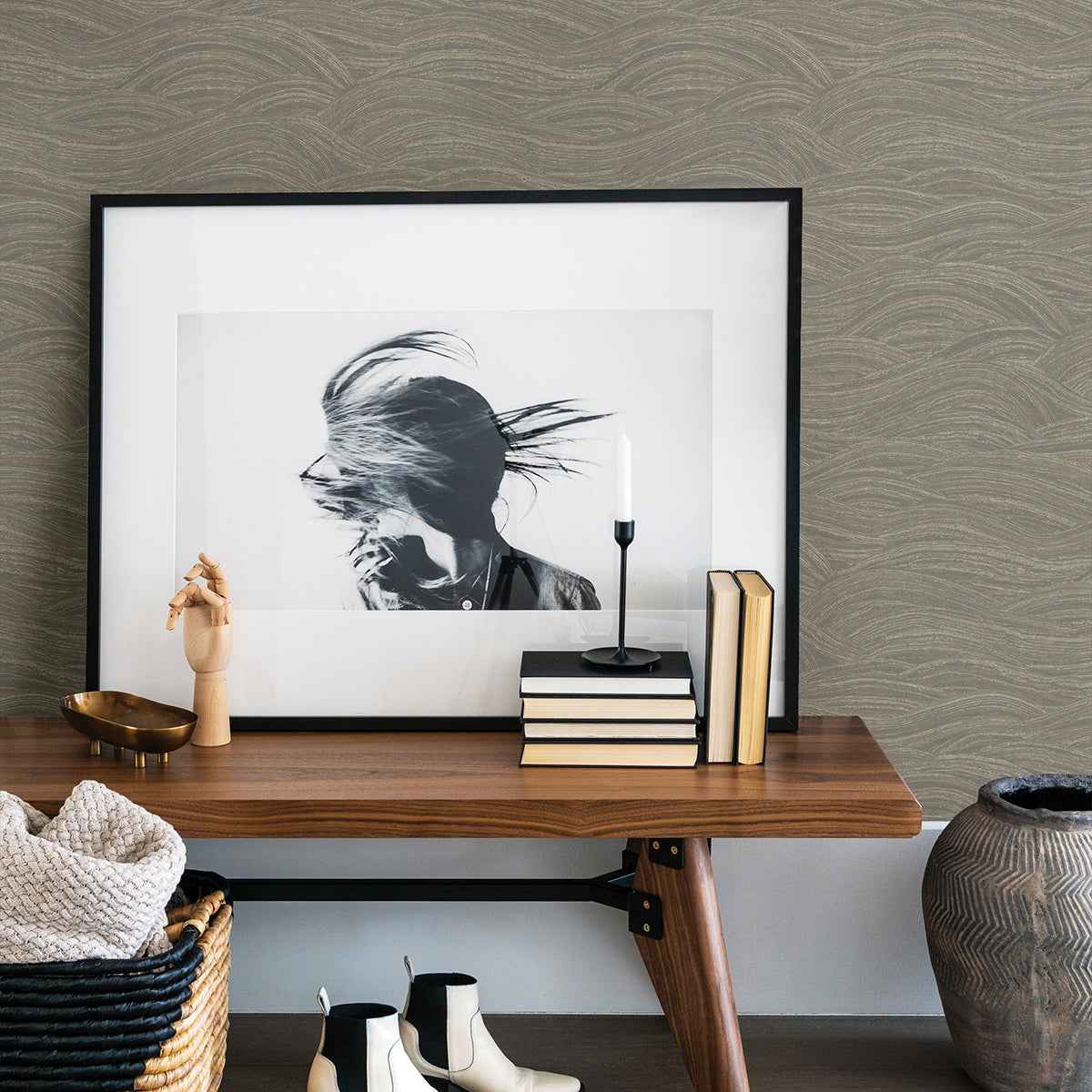 Leith Grey Zen Waves Wallpaper - York Wallcoverings - 2971-86361 - York Wallcoverings Wallpaper