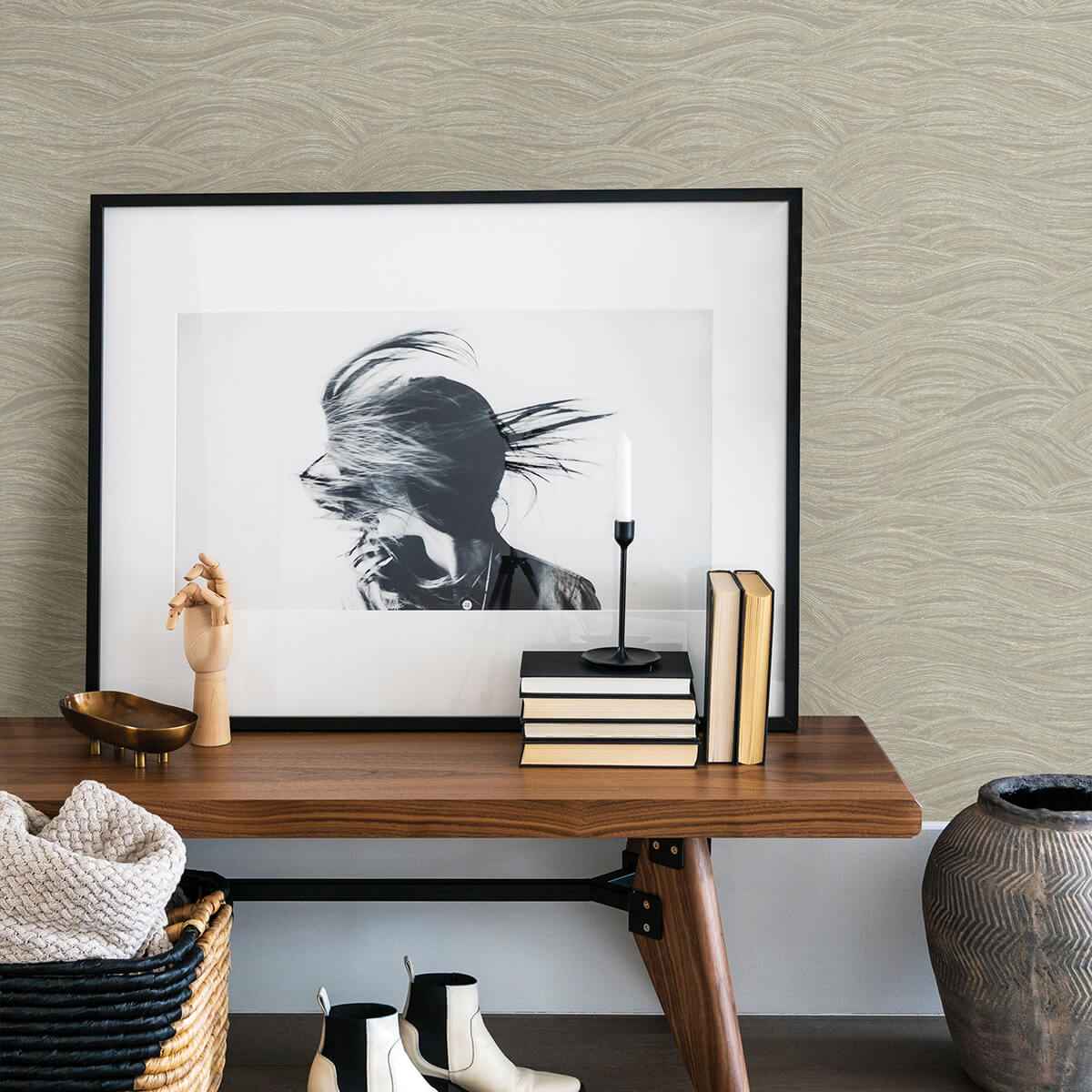 Leith Taupe Zen Waves Wallpaper - York Wallcoverings - 2971-86366 - York Wallcoverings Wallpaper