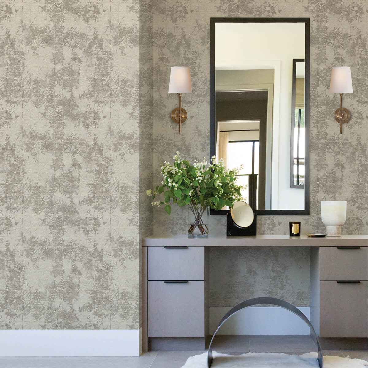 Odell Pewter Antique Tiles Wallpaper - York Wallcoverings - 2971-86375 - York Wallcoverings Wallpaper