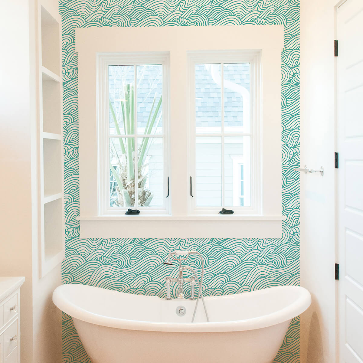 teal-saybrook-peel-and-stick-wallpaper-york-wallcoverings-nus4164 - York Wallcoverings Wallpaper
