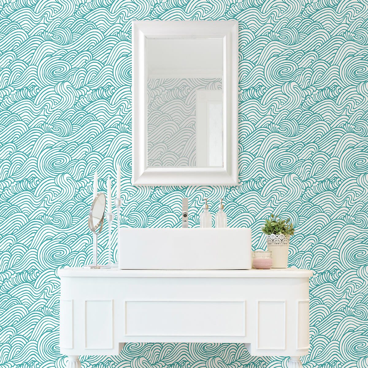 teal-saybrook-peel-and-stick-wallpaper-york-wallcoverings-nus4164 - York Wallcoverings Wallpaper