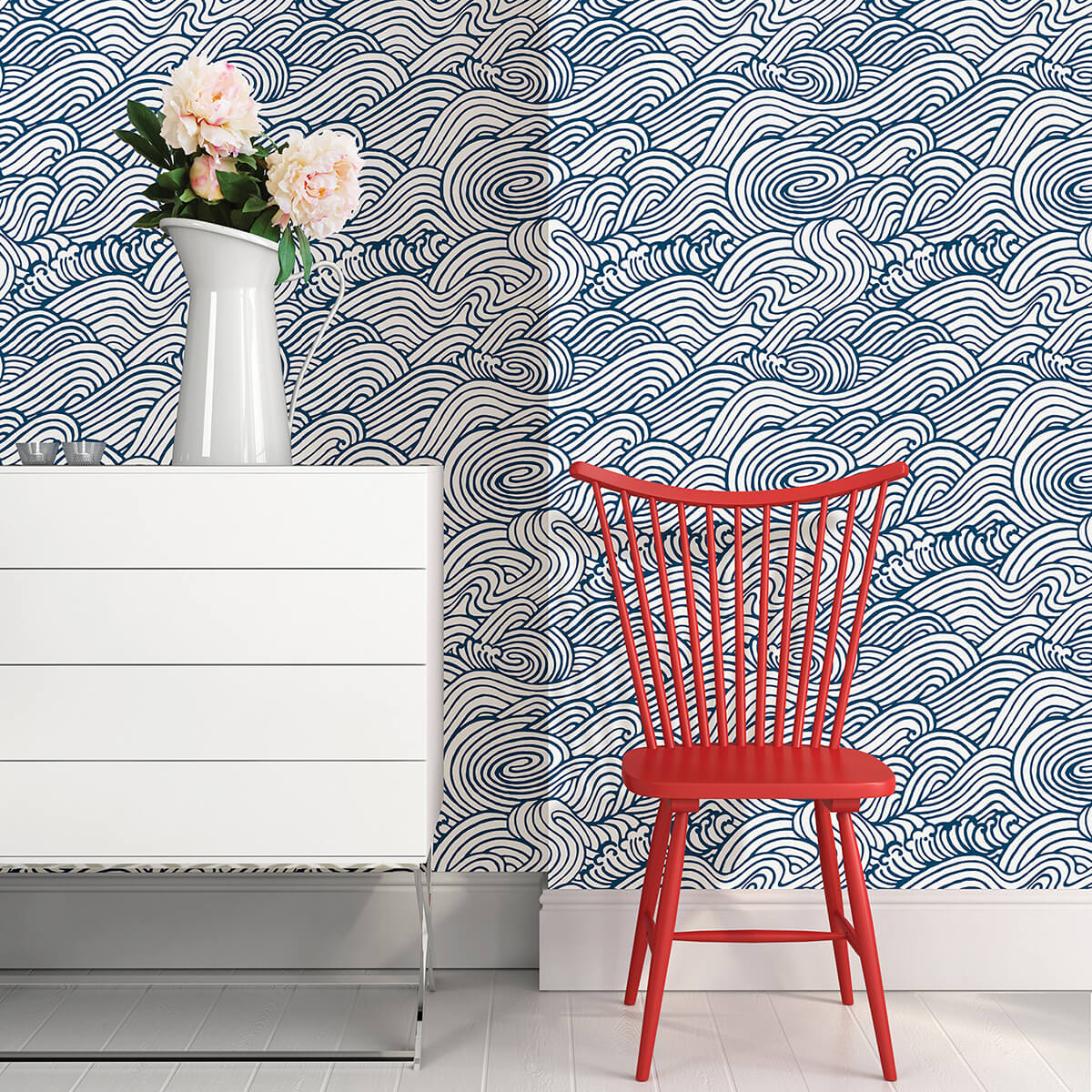 navy-saybrook-peel-and-stick-wallpaper-york-wallcoverings-nus3562 - York Wallcoverings Wallpaper