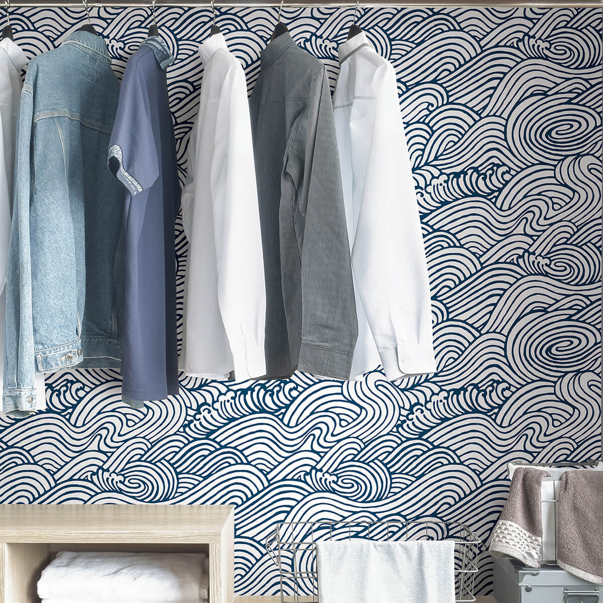 navy-saybrook-peel-and-stick-wallpaper-york-wallcoverings-nus3562 - York Wallcoverings Wallpaper