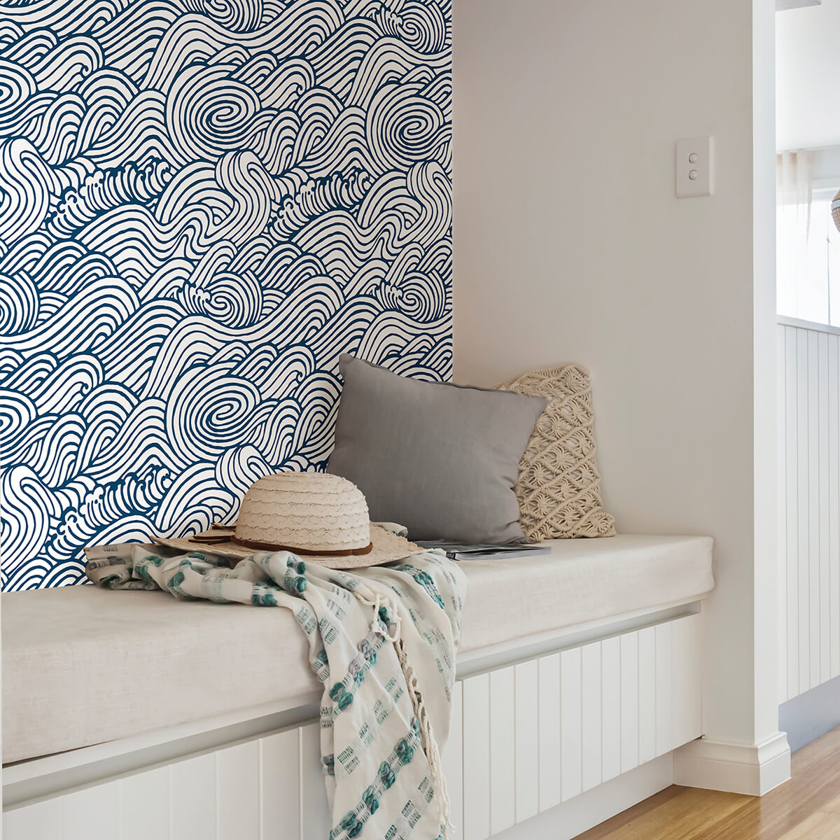navy-saybrook-peel-and-stick-wallpaper-york-wallcoverings-nus3562 - York Wallcoverings Wallpaper