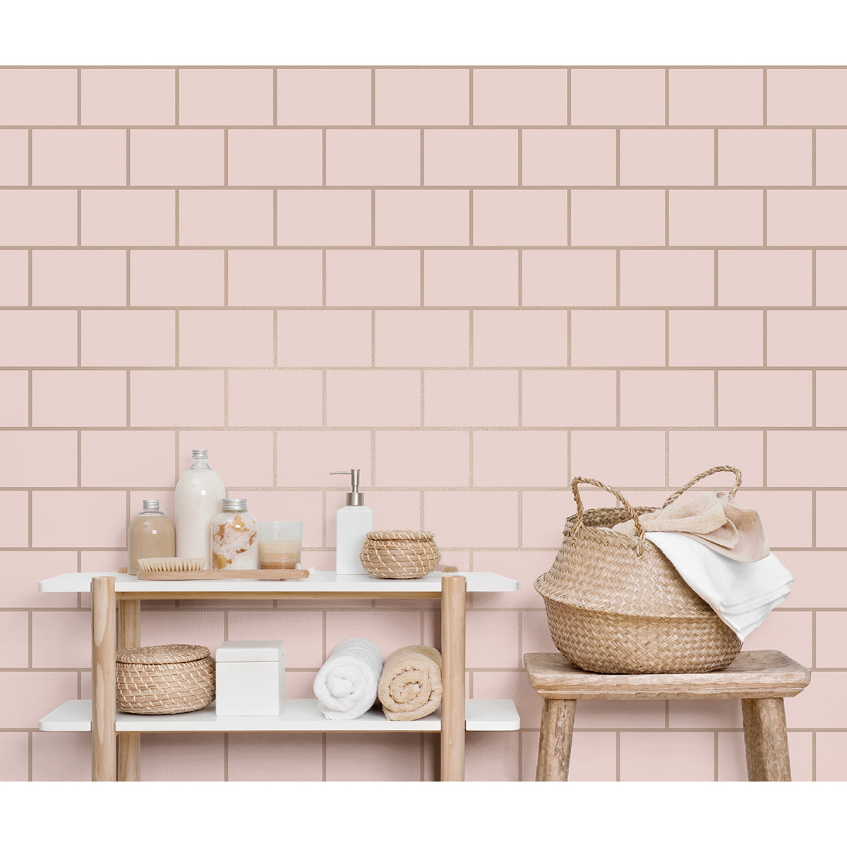 metro-rose-gold-tile-wallpaper-york-wallcoverings-m1635 - York Wallcoverings Wallpaper