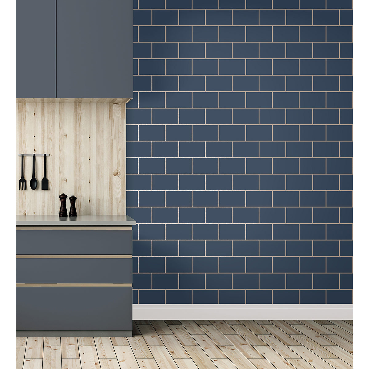metro-navy-tile-wallpaper-york-wallcoverings-m1636 - York Wallcoverings Wallpaper