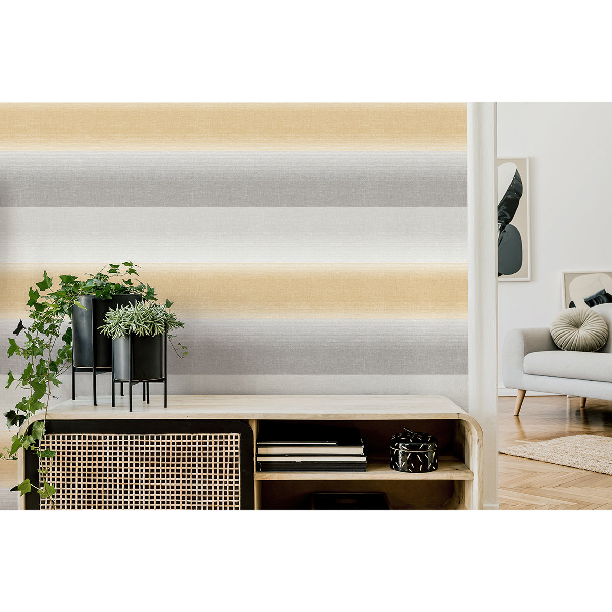 kirby-mustard-stripe-wallpaper-york-wallcoverings-m1645 - York Wallcoverings Wallpaper