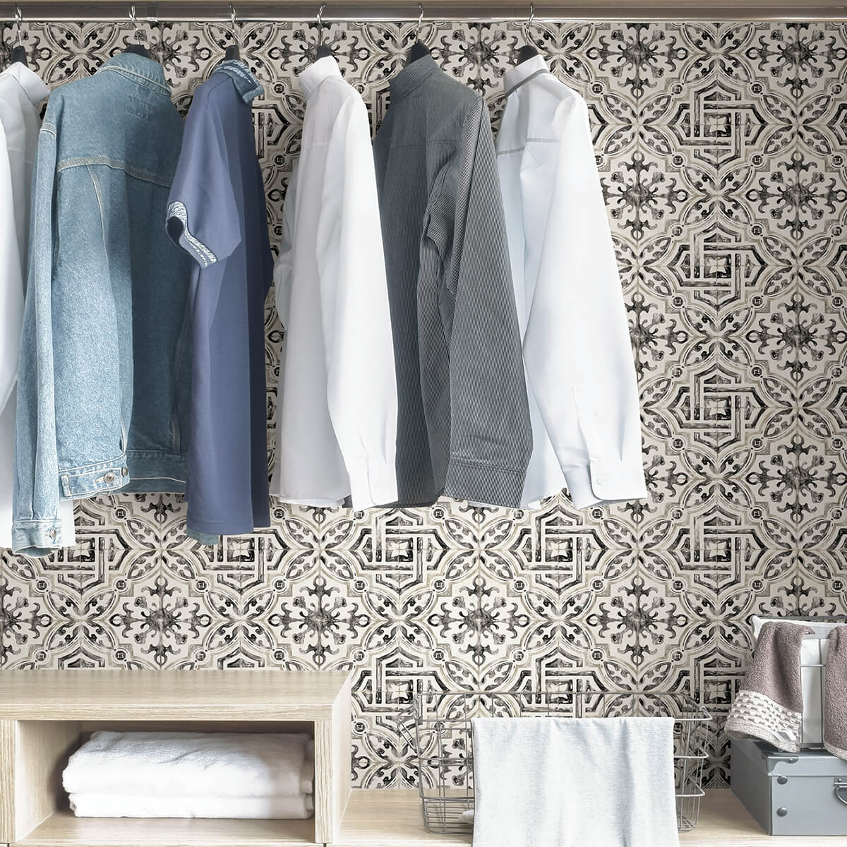 black-landondale-peel-and-stick-wallpaper-york-wallcoverings-nus4397 - York Wallcoverings Wallpaper