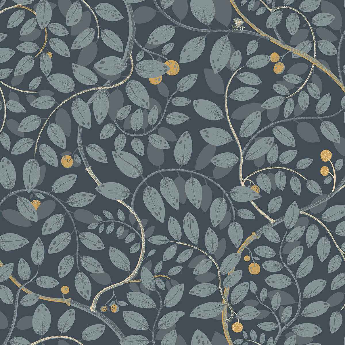 Kirke Blue Leafy Vines Wallpaper - York Wallcoverings - 2932-65106 - York Wallcoverings Wallpaper