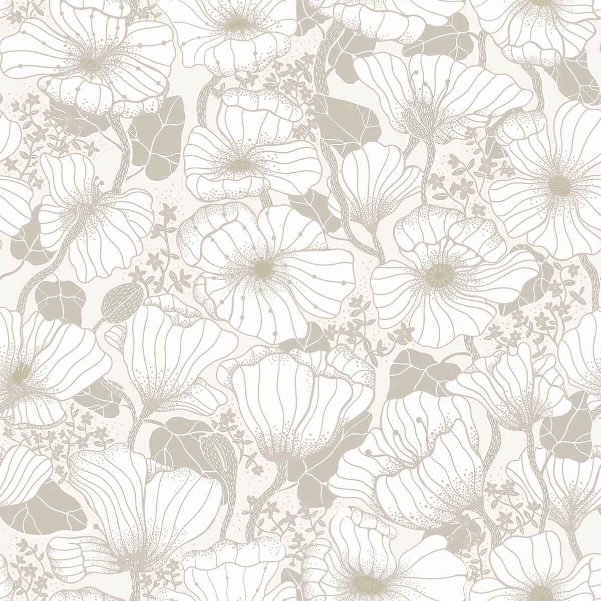 Matilda Grey Poppy Fields Wallpaper - York Wallcoverings - 2932-65109