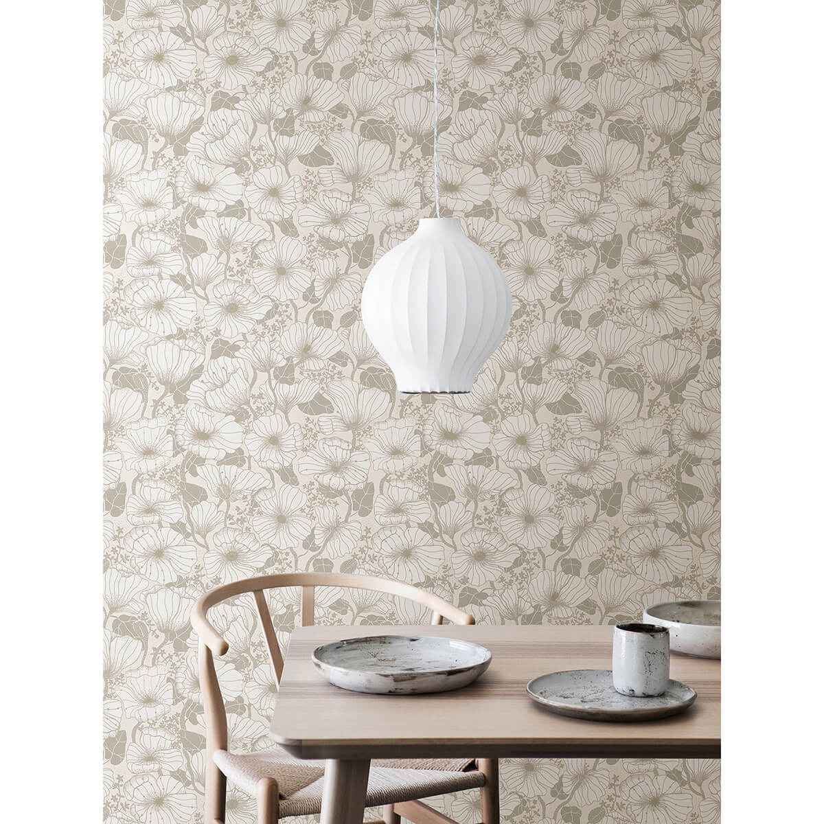 Matilda Grey Poppy Fields Wallpaper - York Wallcoverings - 2932-65109 - York Wallcoverings Wallpaper