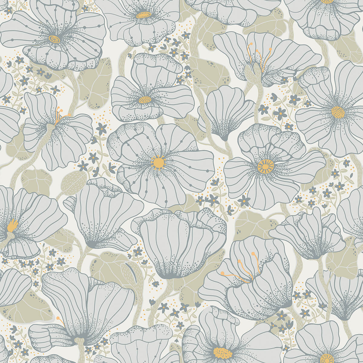 matilda-blue-poppy-fields-wallpaper-york-wallcoverings-2932-65110 - York Wallcoverings Papel pintado