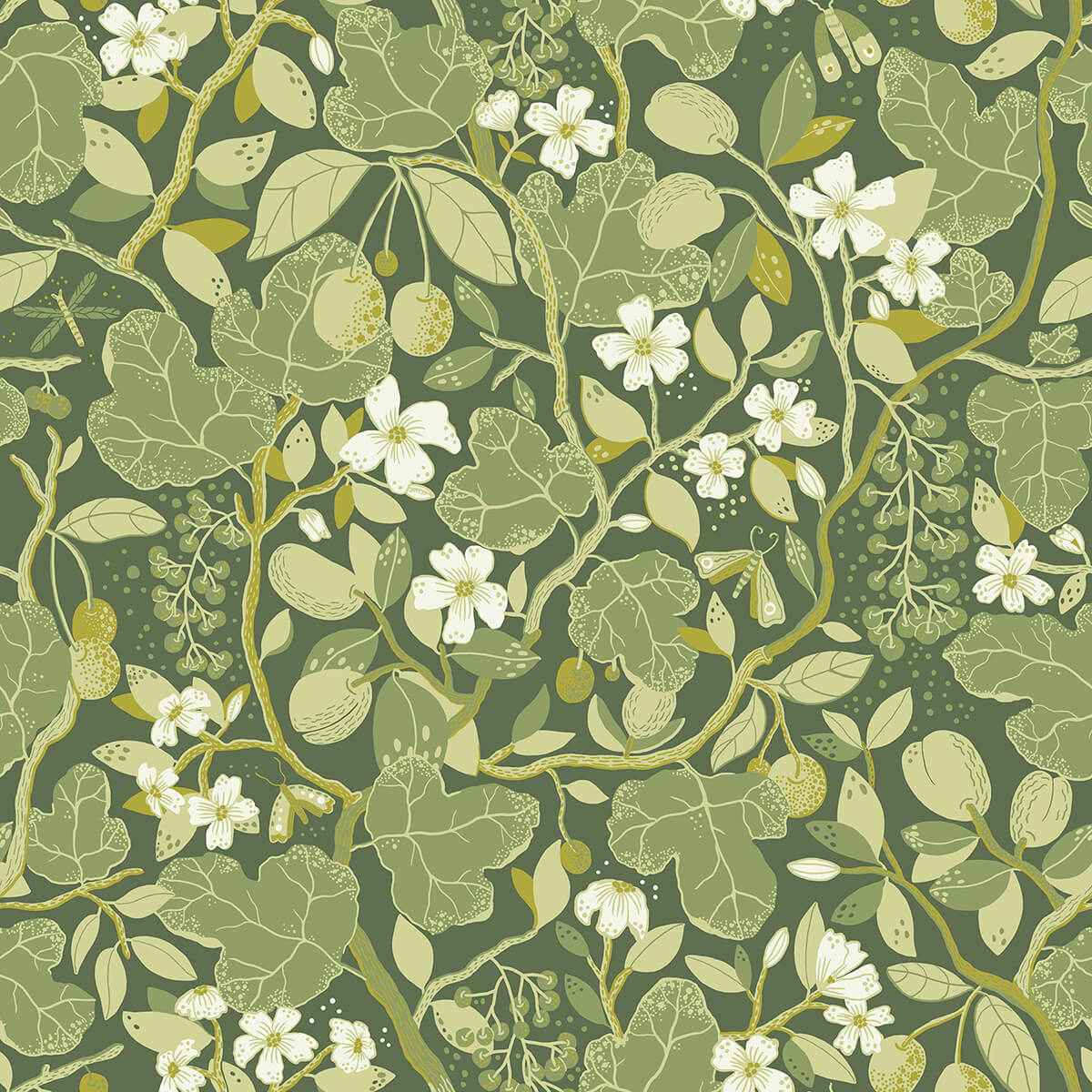 Ewald Green Garden Vines Wallpaper - York Wallcoverings - 2932-65121 - York Wallcoverings Wallpaper