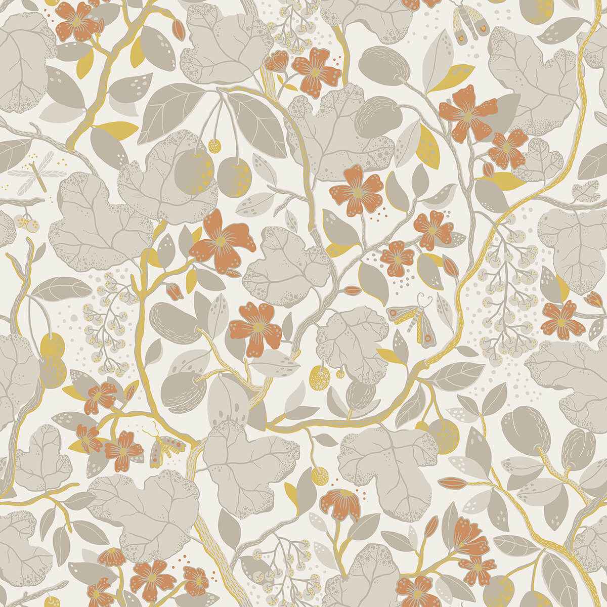 Ewald Grey Garden Vines Wallpaper - York Wallcoverings - 2932-65124 - York Wallcoverings Wallpaper