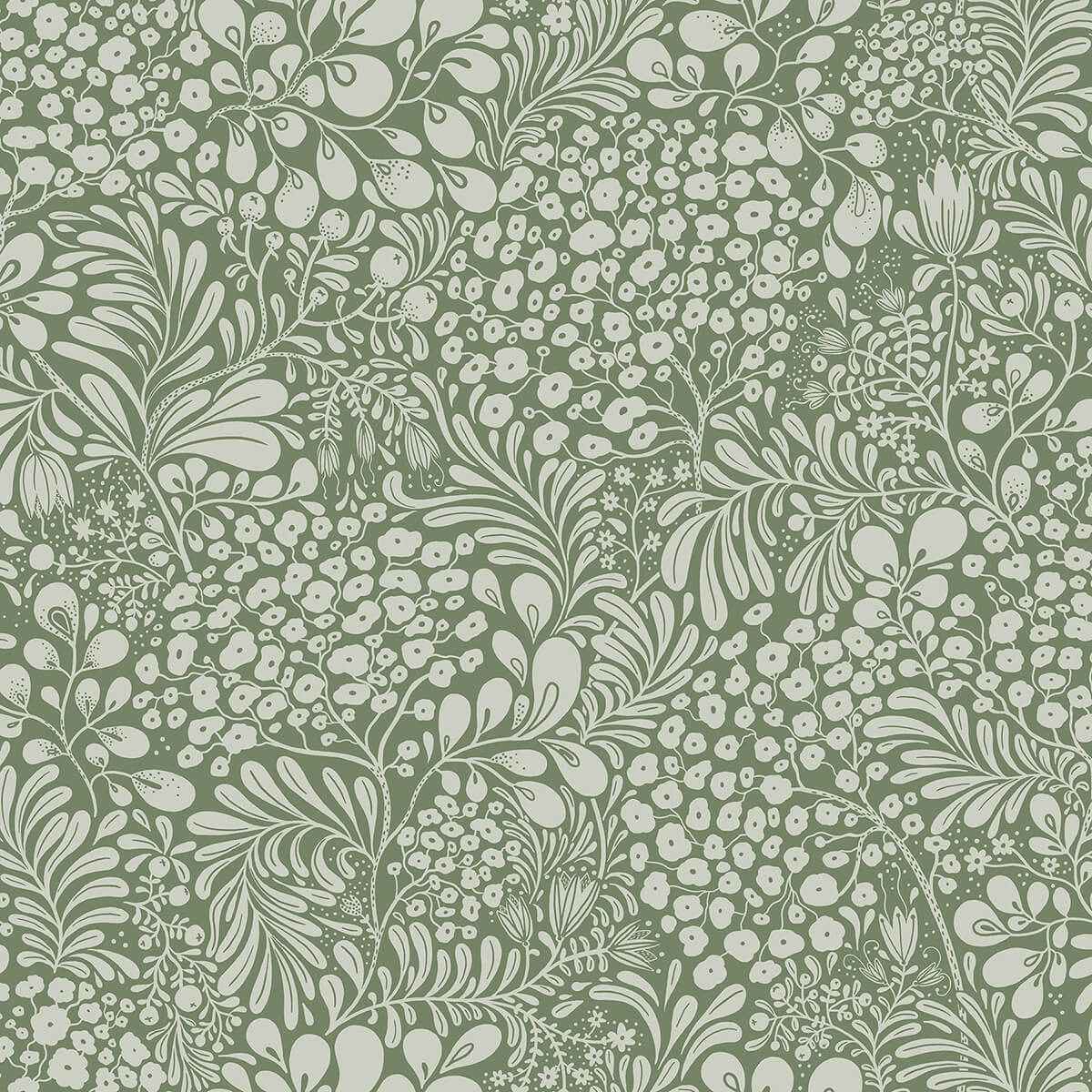 Siv Dark Green Botanical Wallpaper - York Wallcoverings - 2932-65125