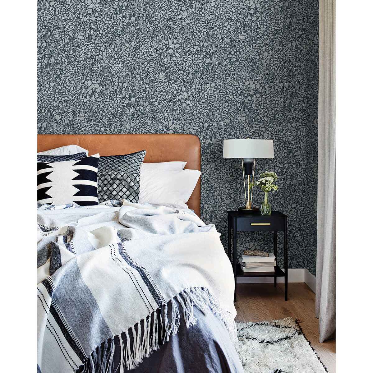 Siv Dark Blue Botanical Wallpaper - York Wallcoverings - 2932-65129 - York Wallcoverings Wallpaper
