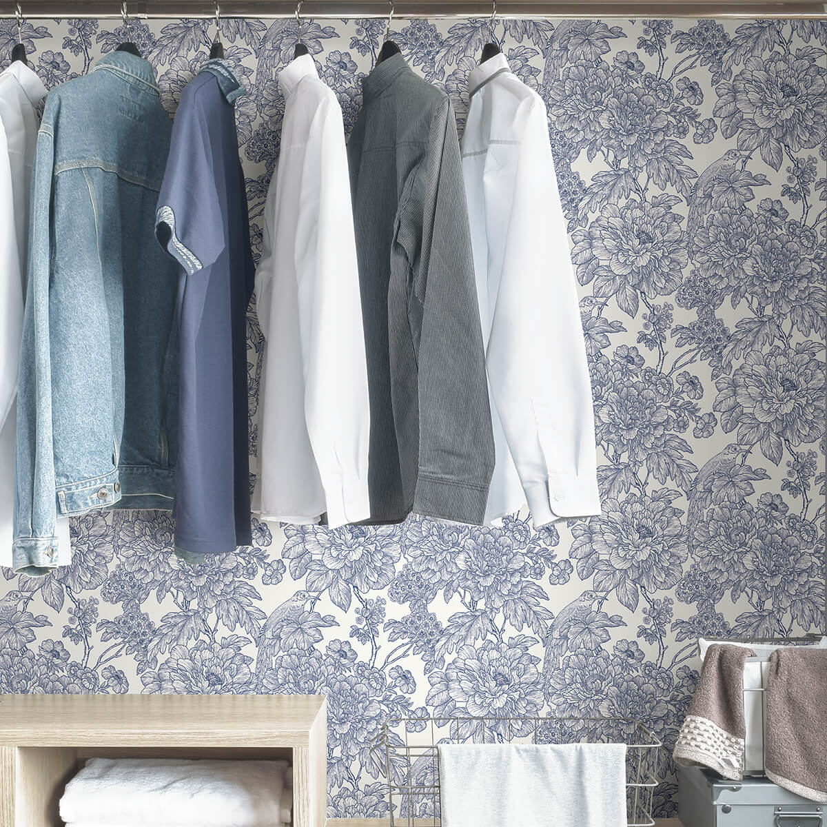 blue-sudbury-peel-and-stick-wallpaper-york-wallcoverings-nus4289 - York Wallcoverings Wallpaper