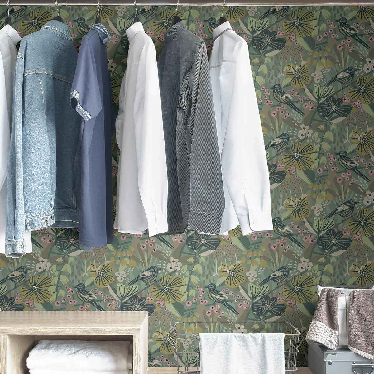 Sage Jaybird Peel & Stick Wallpaper - York Wallcoverings - PLS4217 - York Wallcoverings Wallpaper