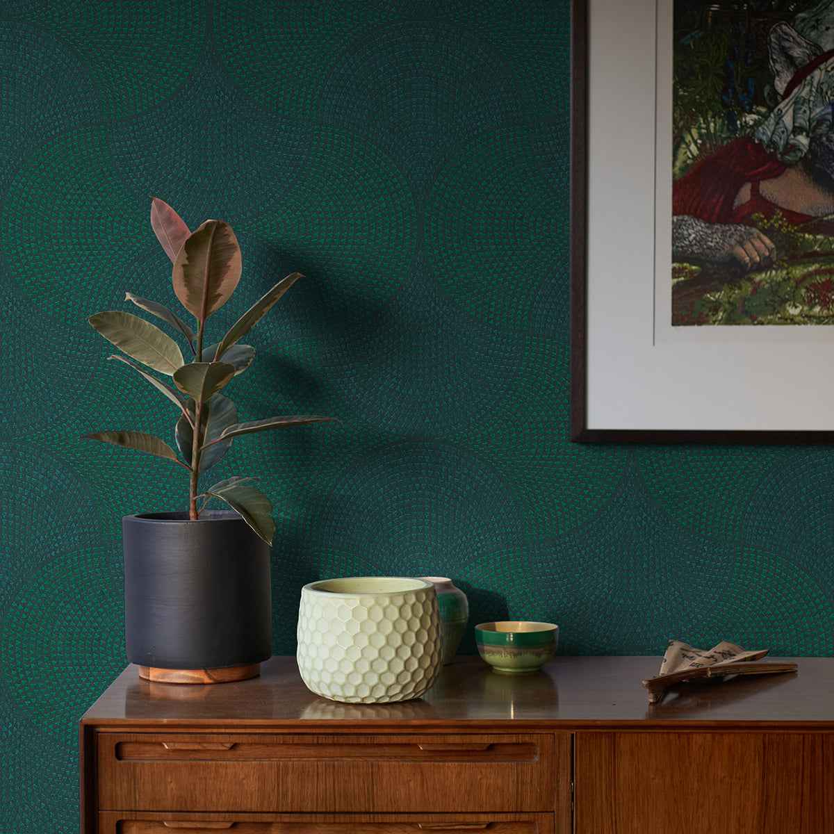 Bel Air Teal Fan Wallpaper - York Wallcoverings - 4044-38027-1