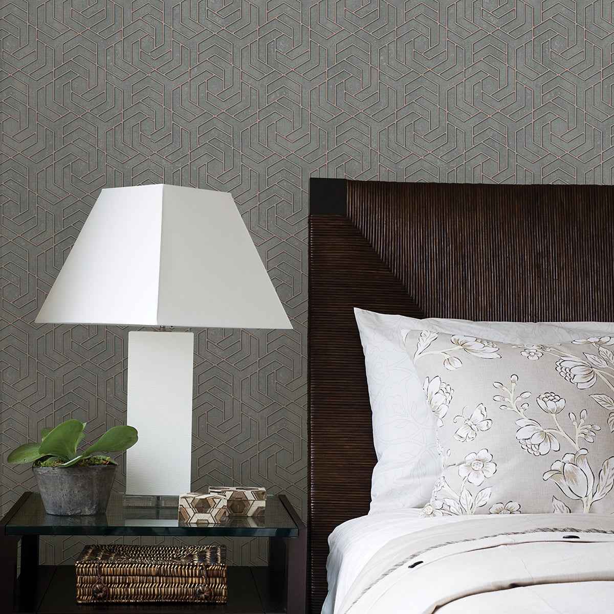 Tama Charcoal Geometric Wallpaper - York Wallcoverings - 4035-32609 - York Wallcoverings Wallpaper