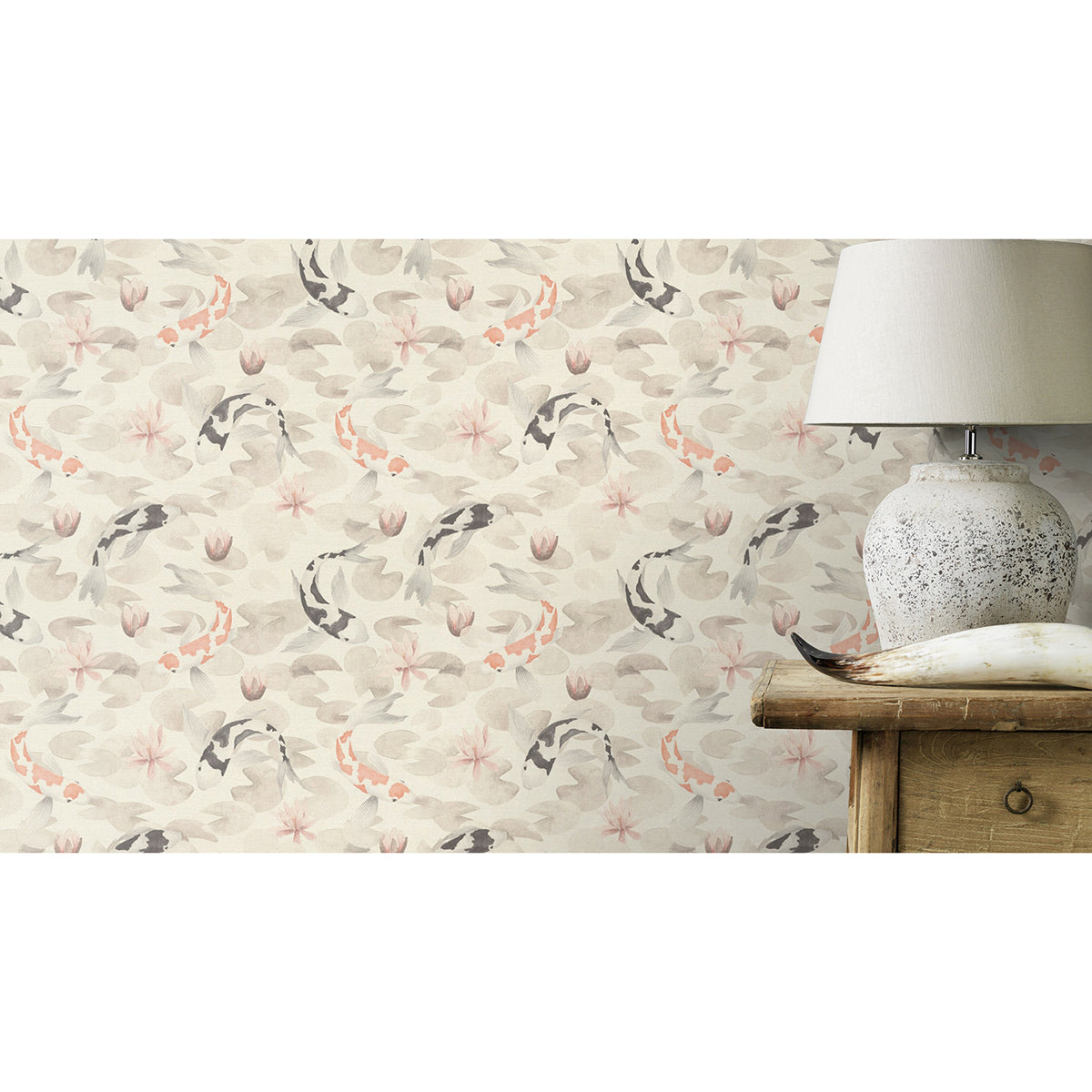 nobu-beige-koi-fish-wallpaper-york-wallcoverings-4035-409420 - York Wallcoverings Wallpaper