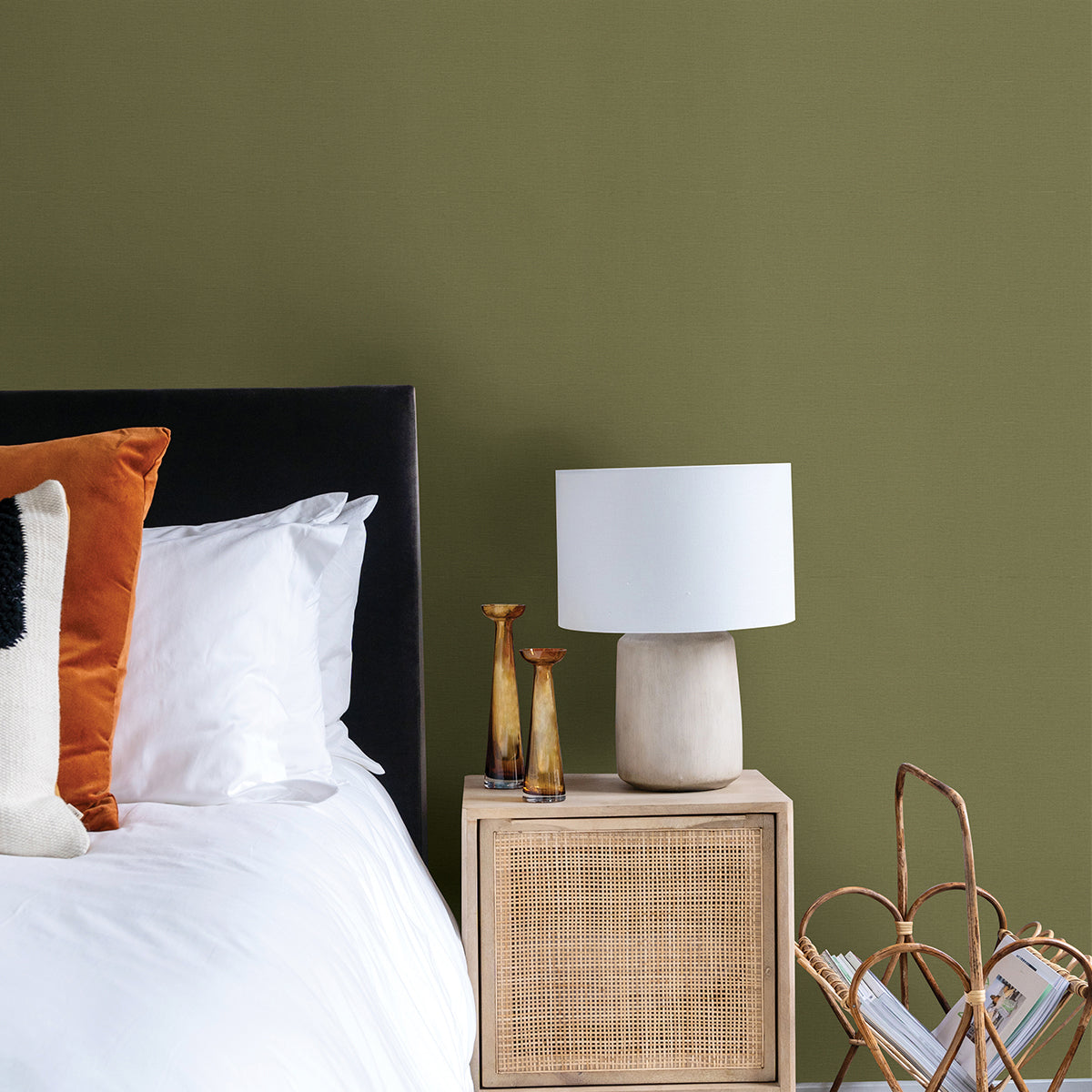 umi-green-faux-linen-wallpaper-york-wallcoverings-4035-452068 - York Wallpaper Wallpaper