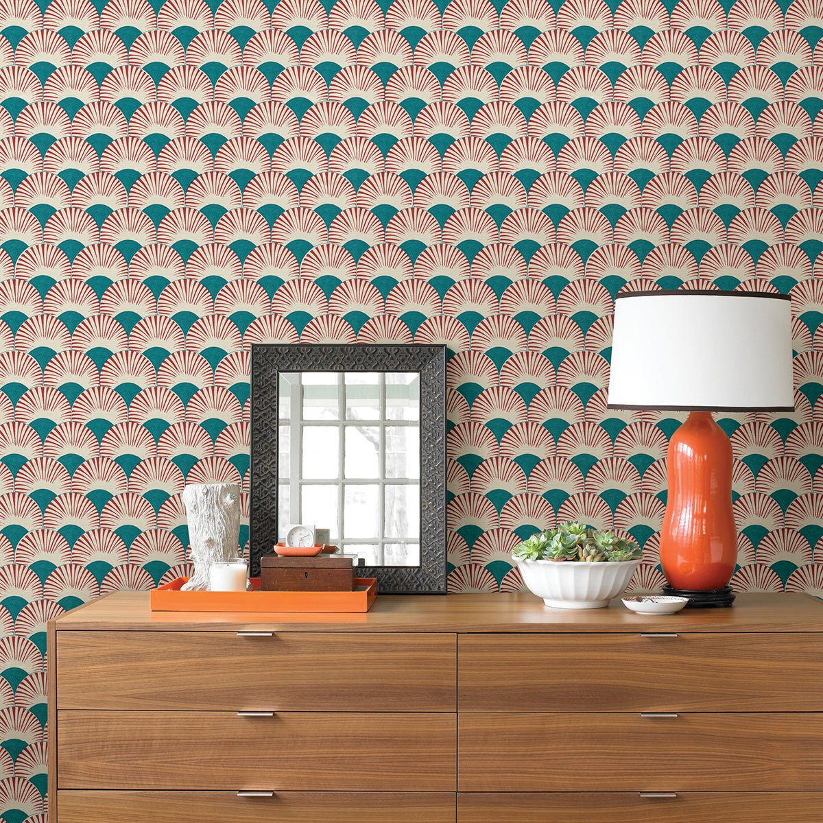 akemi-multicolor-fan-ogee-wallpaper-york-wallcoverings-4035-539349 - York Wallcoverings Wallpaper