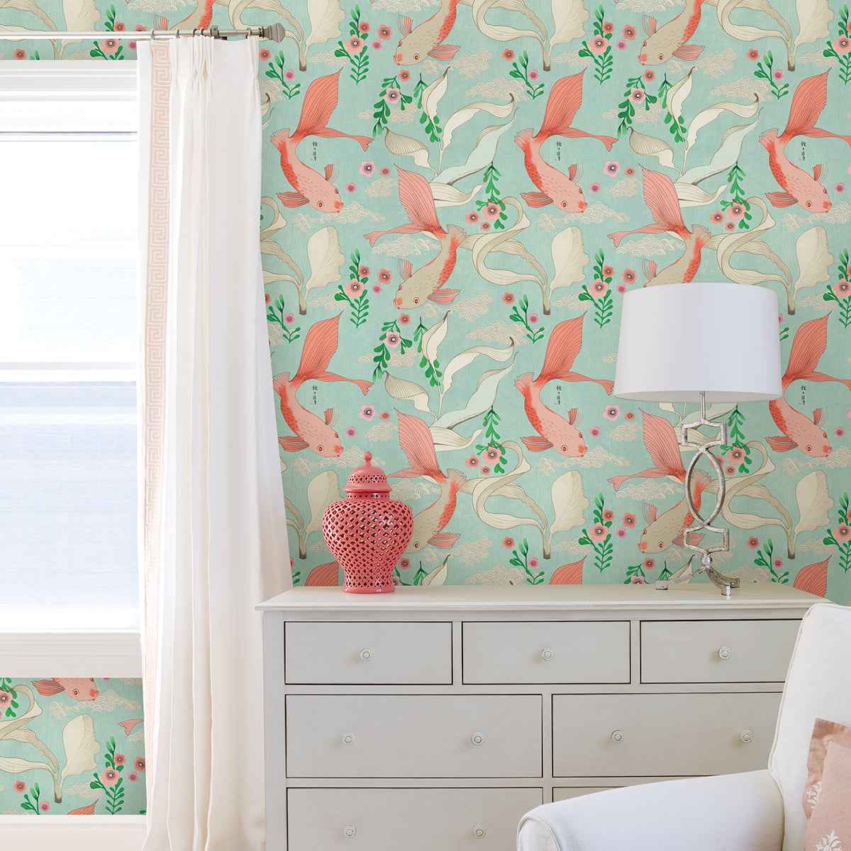 Dai Seafoam Betta Fish Wallpaper - York Wallcoverings - 4035-539837 - York Wallcoverings Wallpaper