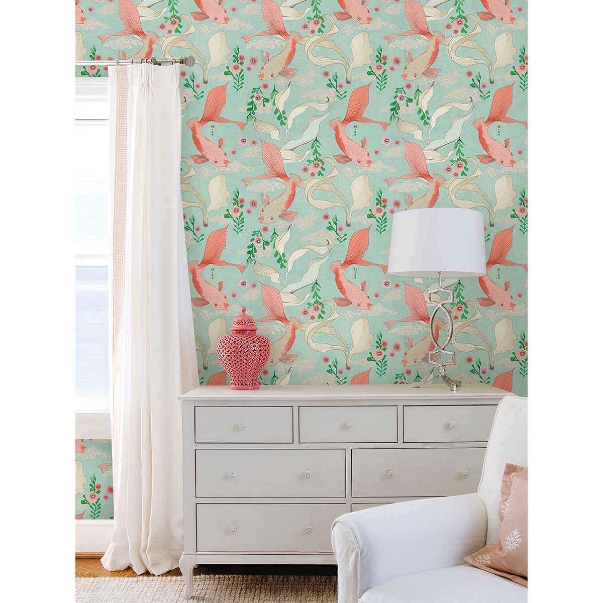 Dai Seafoam Betta Fish Wallpaper - York Wallcoverings - 4035-539837 - York Wallcoverings Wallpaper