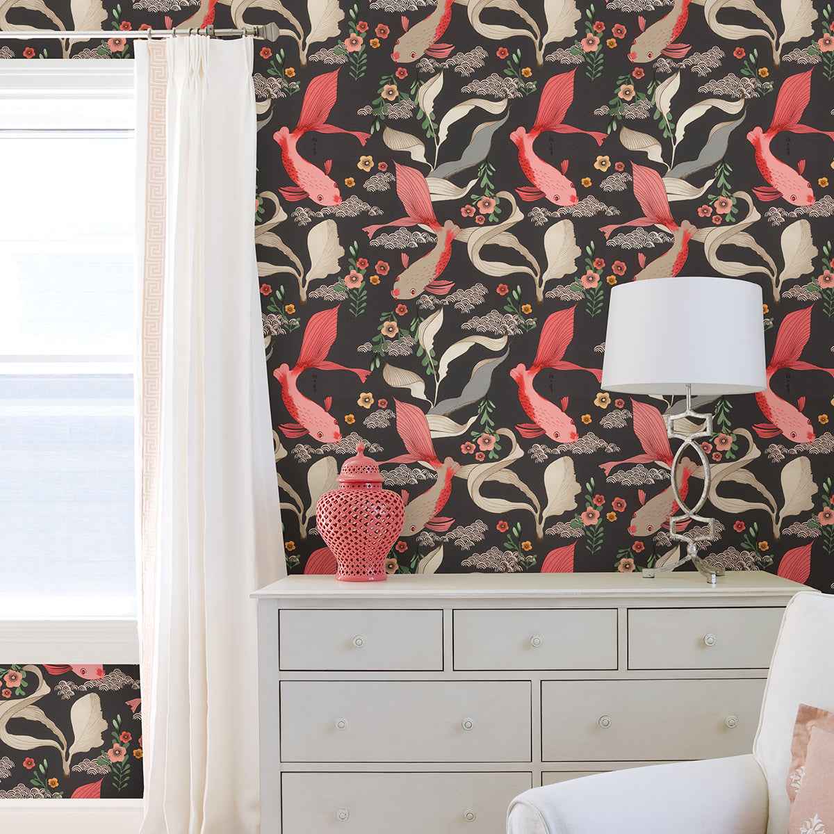 Dai Black Betta Fish Wallpaper - York Wallcoverings - 4035-539851 - York Wallcoverings Wallpaper