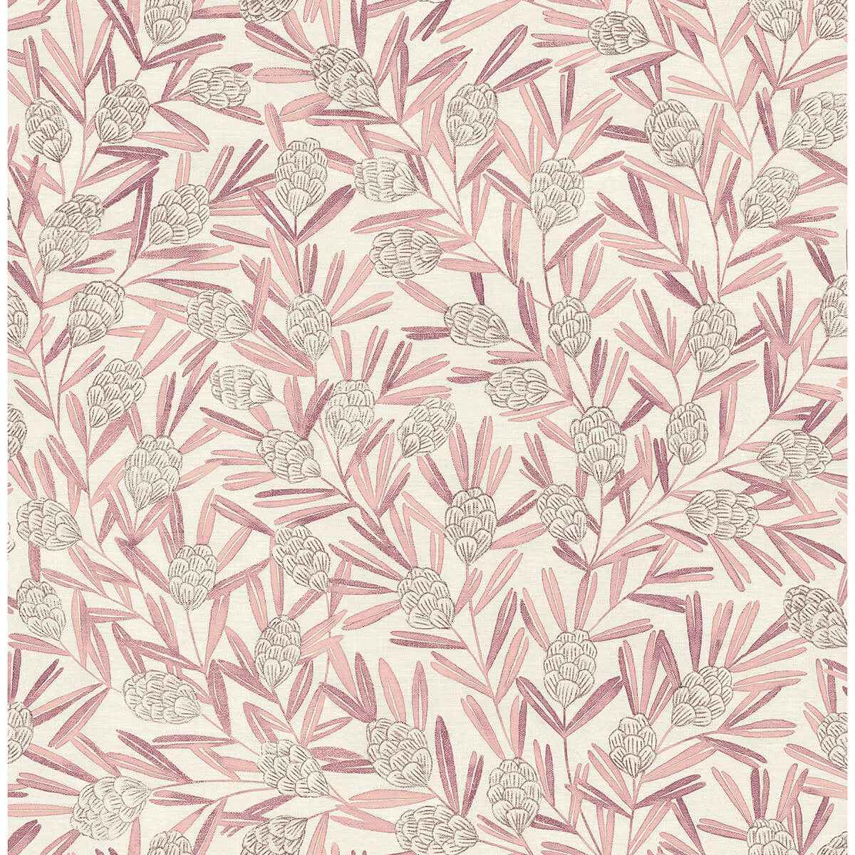zulma-pink-decorative-botanical-wallpaper-york-wallcoverings-2970-26104 - York Wallcoverings Wallpaper