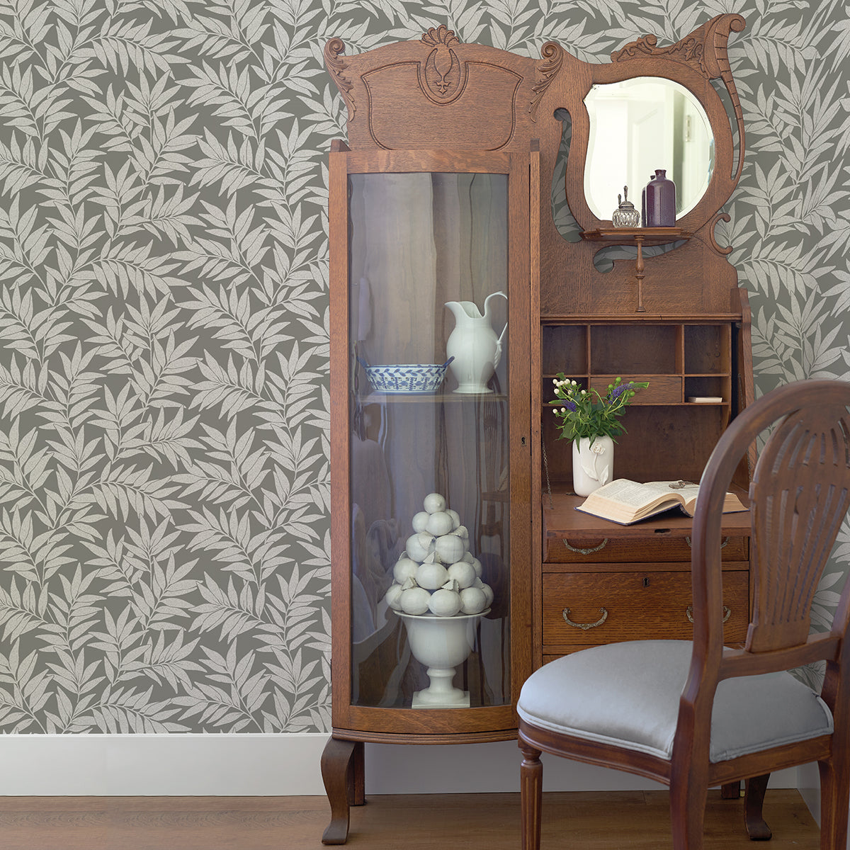 morris-dark-grey-leaf-wallpaper-york-wallcoverings-2970-26123