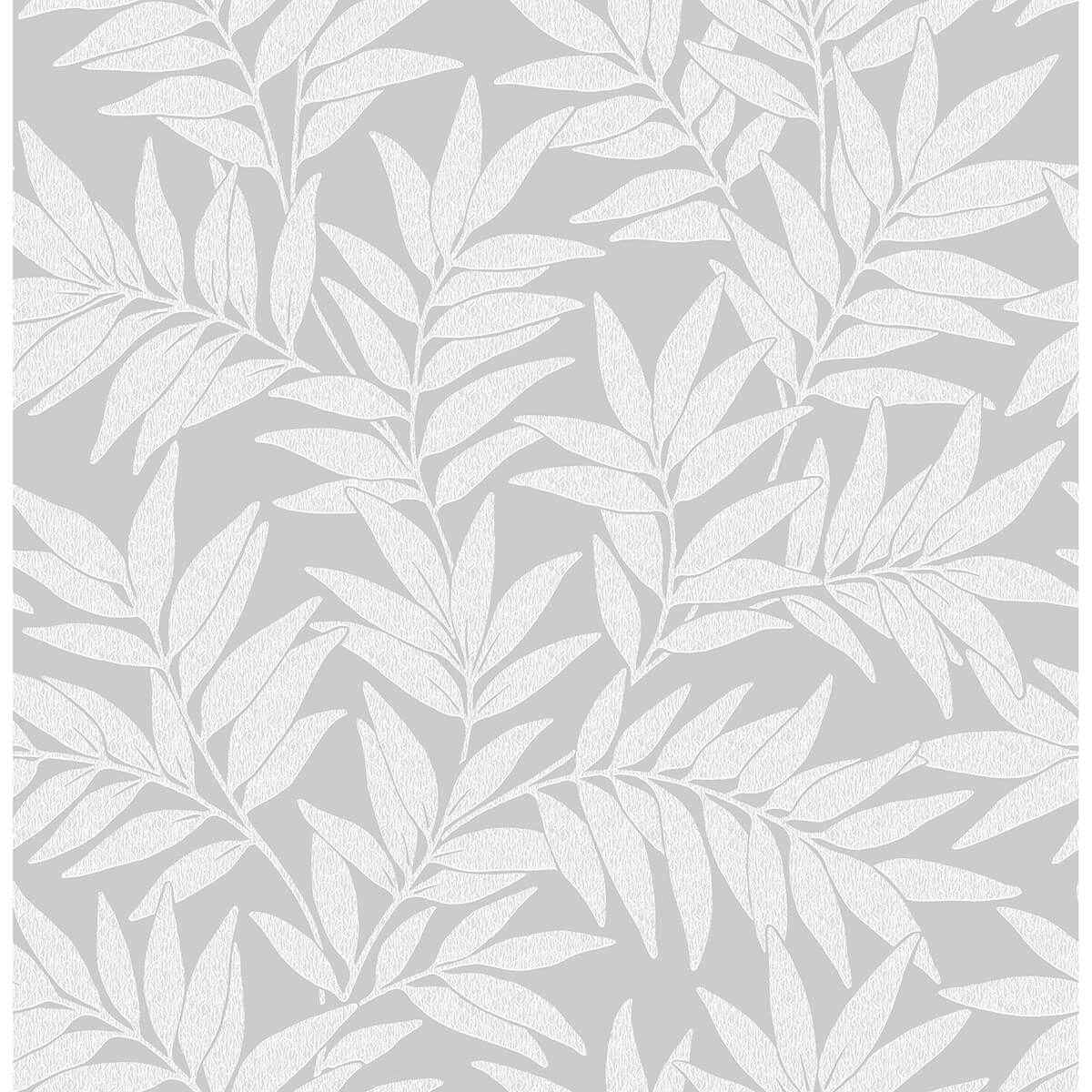 morris-light-grey-leaf-wallpaper-york-wallcoverings-2970-26124 - York Wallcoverings Wallpaper