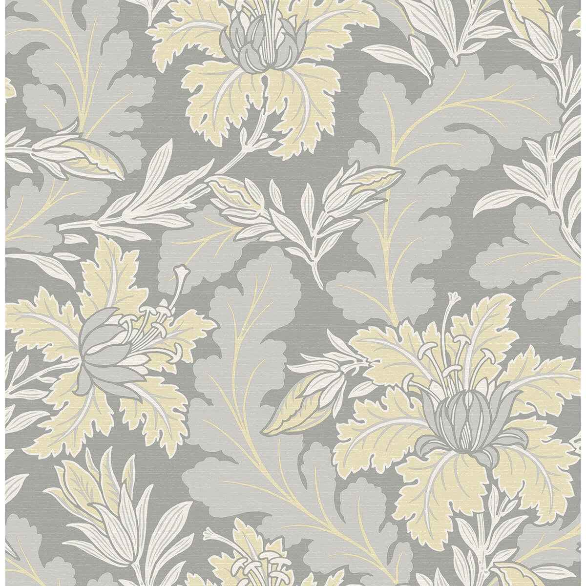 butterfield-light-grey-floral-wallpaper-york-wallcoverings-2970-26142 - York Wallcoverings Wallpaper