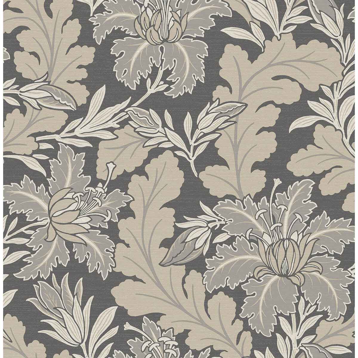 butterfield-grey-floral-wallpaper-york-wallcoverings-2970-26143 - York Wallcoverings Wallpaper