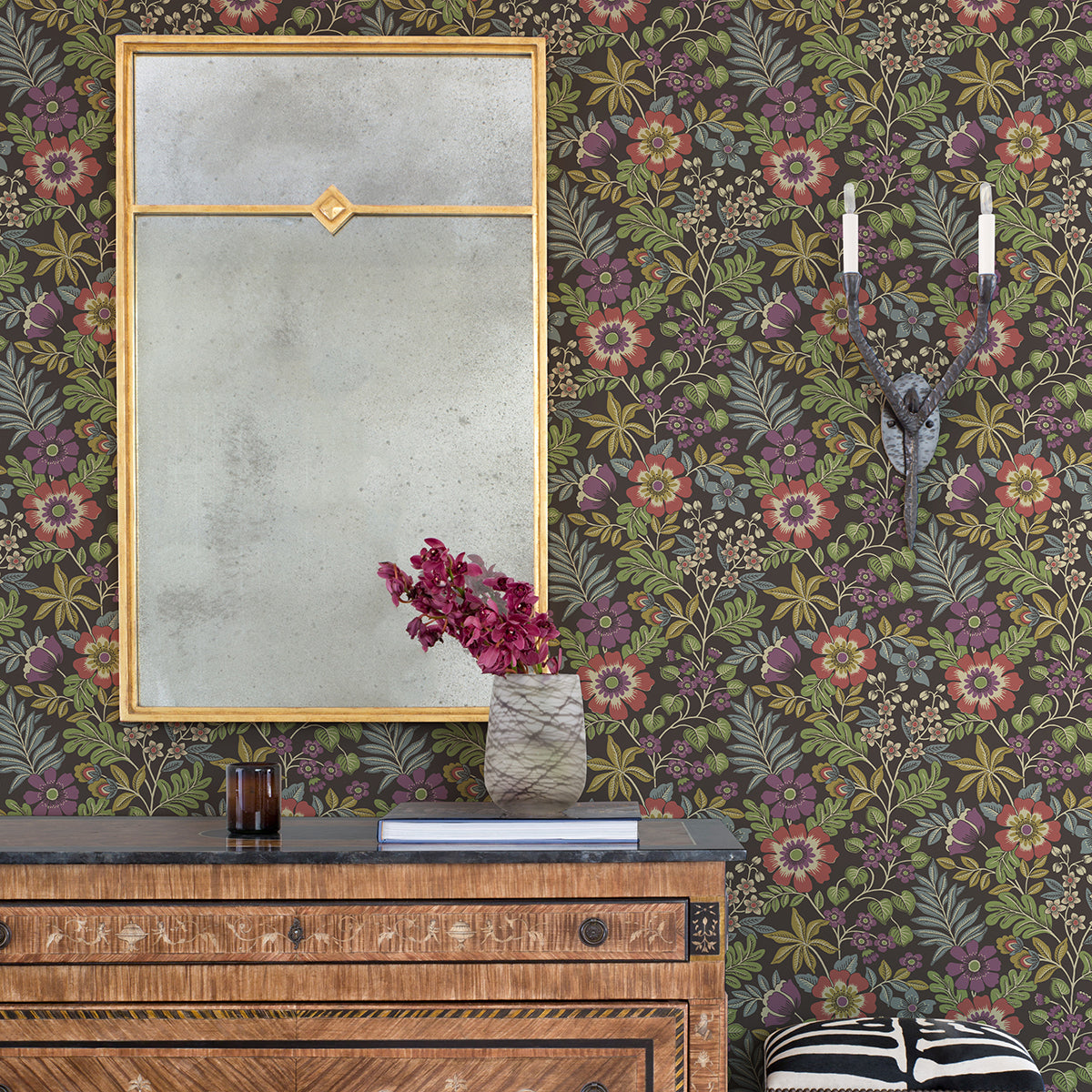 voysey-brown-floral-wallpaper-york-wallcoverings-2970-87534 - York Wallpaper Wallpaper