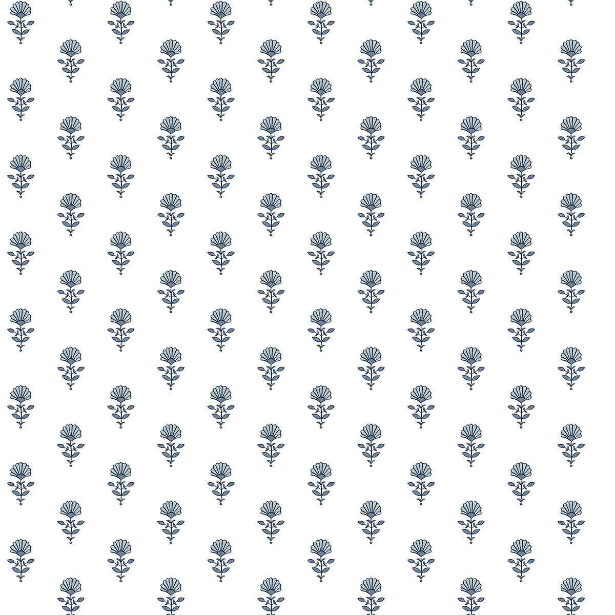 Libby Blue Heather Mini Floral Wallpaper - York Wallcoverings - AST4337