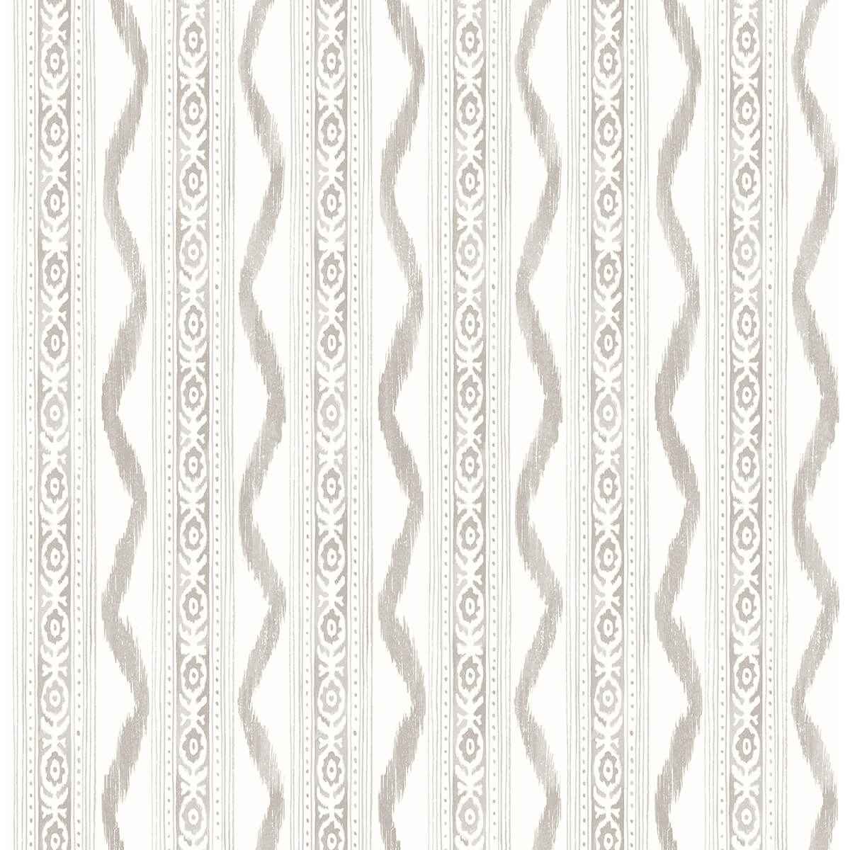 Rhys Stone IKAT Stripe Wallpaper - York Wallcoverings - AST4348