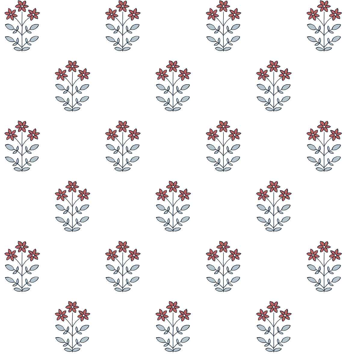 Kit Red Floral Wallpaper - York Wallcoverings - AST4361