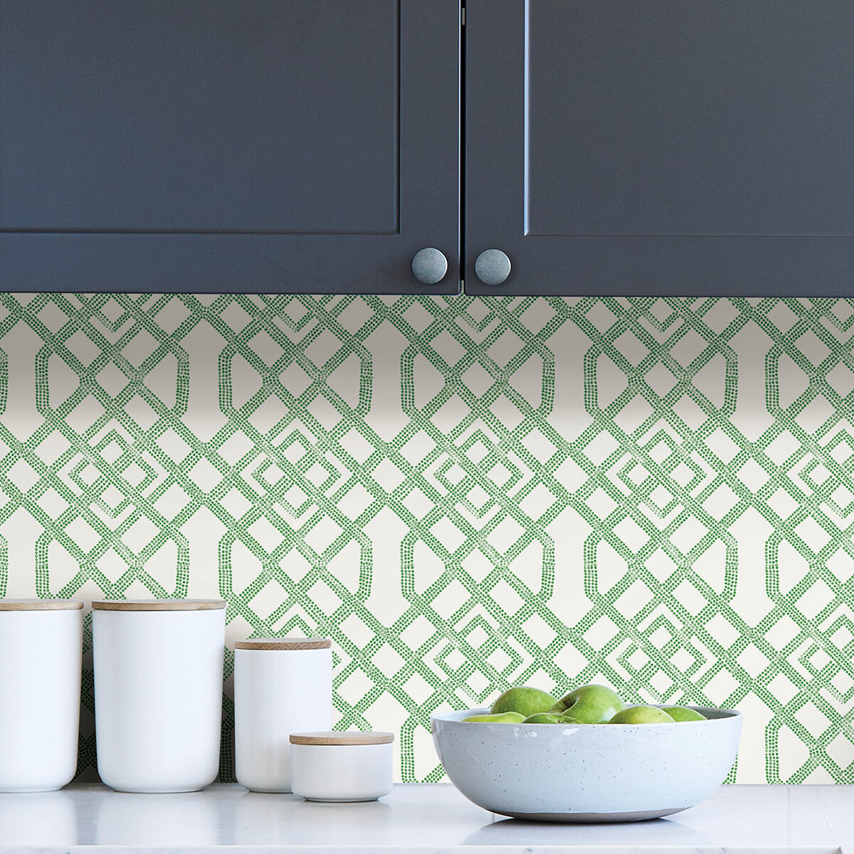 a-classic-trellis-print-with-modern-flair-this-green-and-white-geometric-peel-and-stick-wallpaper-is-york-wallcoverings-nus4382 - York Wallcoverings Wallpaper