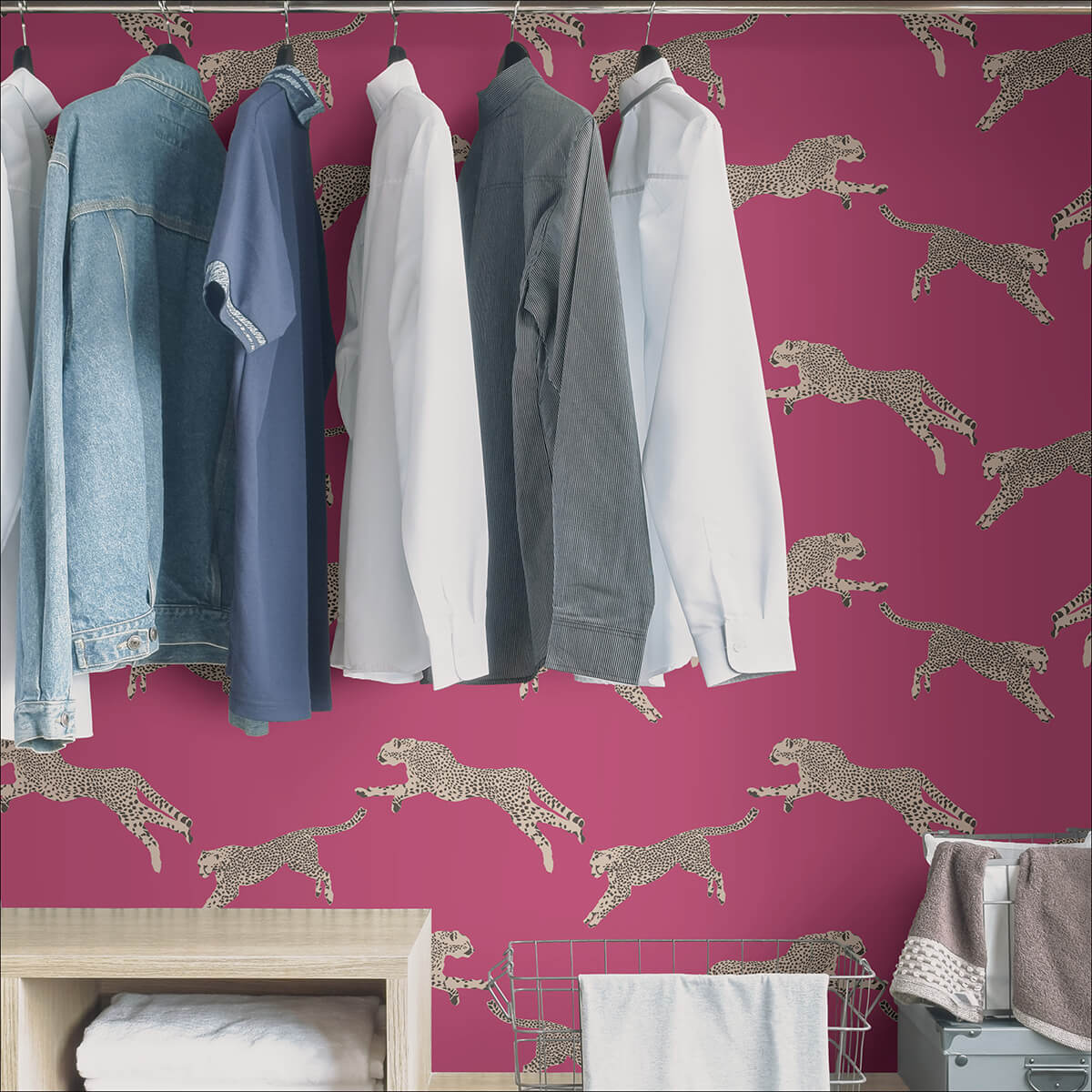 bubblegum-leaping-cheetah-peel-and-stick-wallpaper-york-wallcoverings-scs4276 - York Wallcoverings Wallpaper