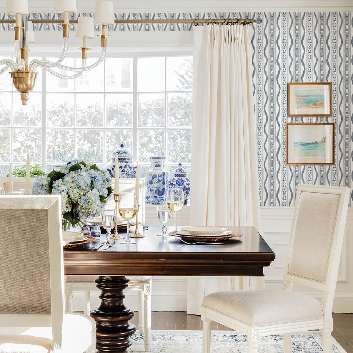 rhys-blue-ikat-stripe-wallpaper-york-wallcoverings-ast4349 - York Wallpaper Wallpaper