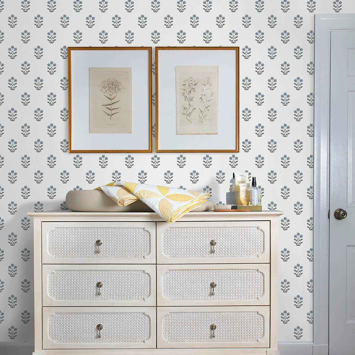 Kit Blue Heather Floral Wallpaper - York Wallcoverings - AST4358 - York Wallcoverings Wallpaper
