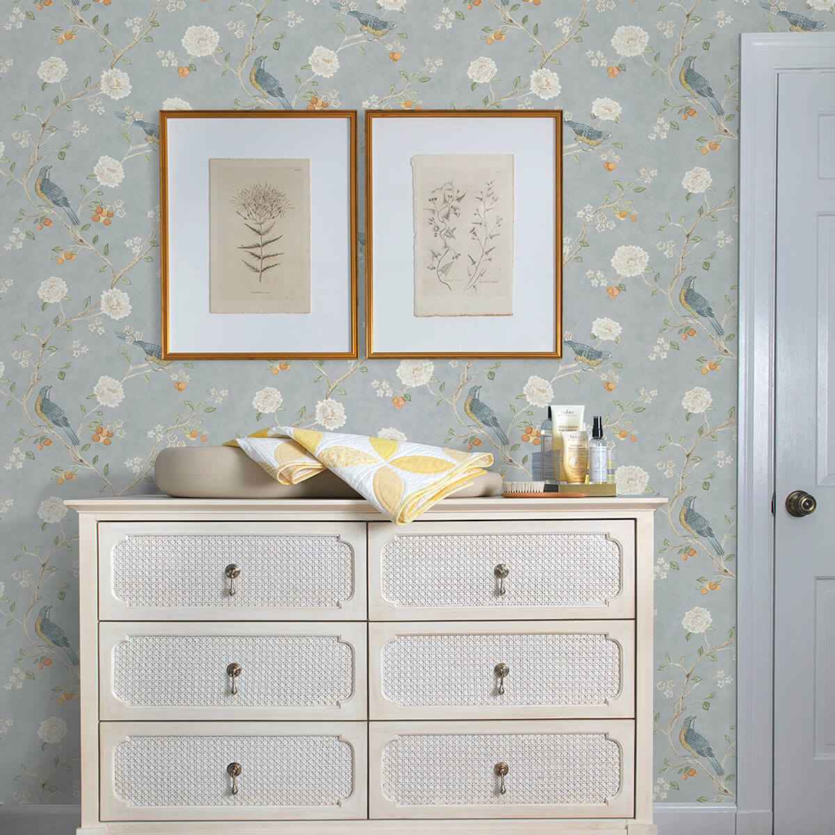Wellesley Blue Heather Chinoiserie Wallpaper - York Wallcoverings - AST4362 - York Wallcoverings Wallpaper