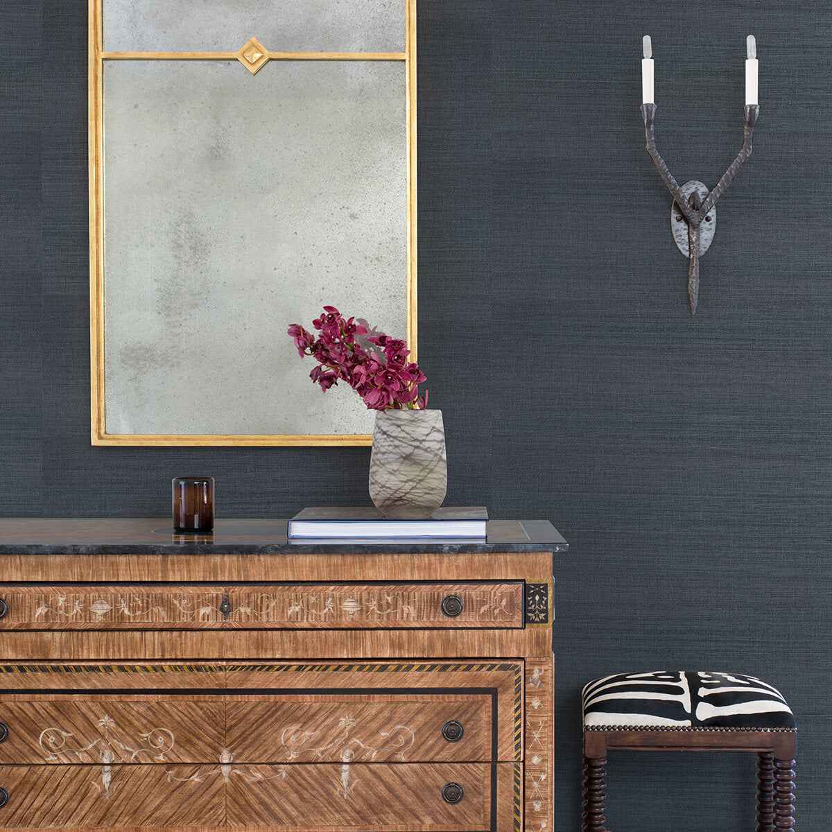 Victoria Indigo Sisal Grasscloth Wallpaper - York Wallcoverings - 2972-80015 - York Wallcoverings Wallpaper