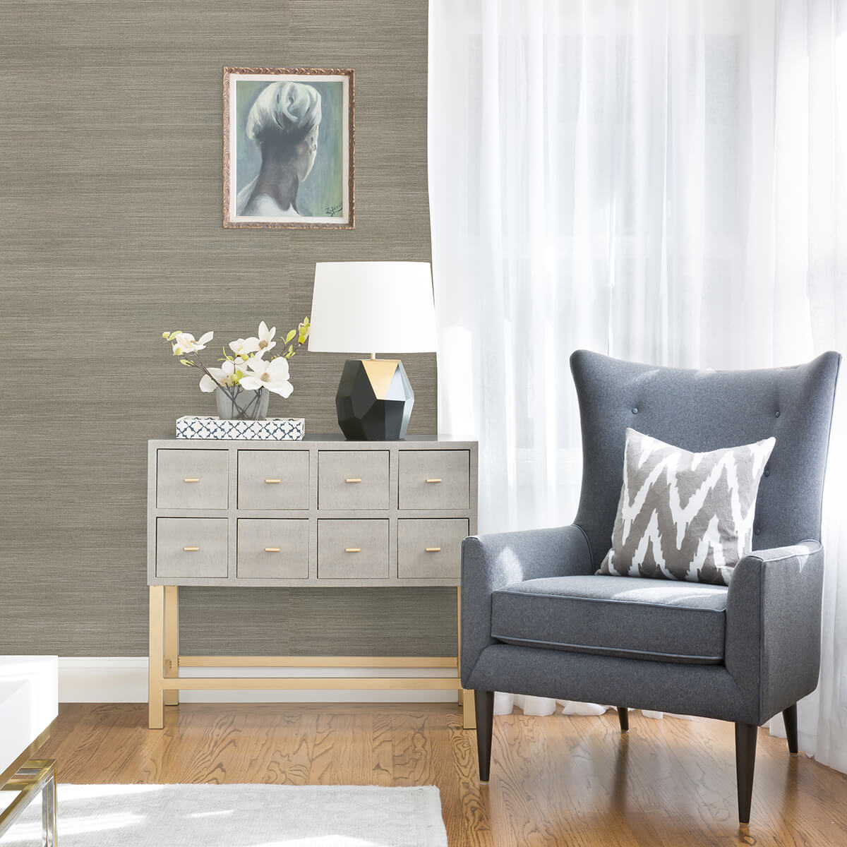caihon-silver-sisal-grasscloth-wallpaper-york-wallcoverings-2972-86116 - York Wallcoverings Papel pintado