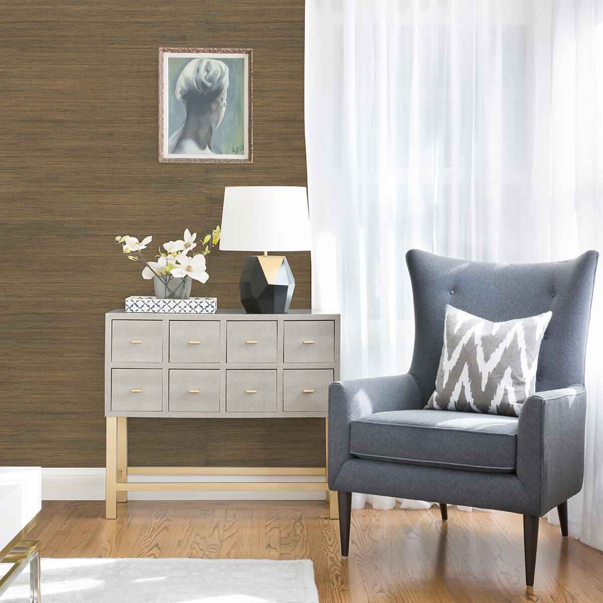 Caihon Slate Sisal Grasscloth Wallpaper - York Wallcoverings - 2972-86118 - York Wallcoverings Wallpaper