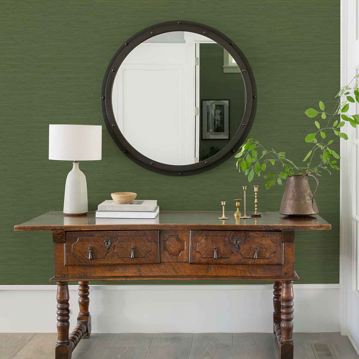 Kira Green Hemp Grasscloth Wallpaper - York Wallcoverings - 2972-86129 - York Wallcoverings Wallpaper