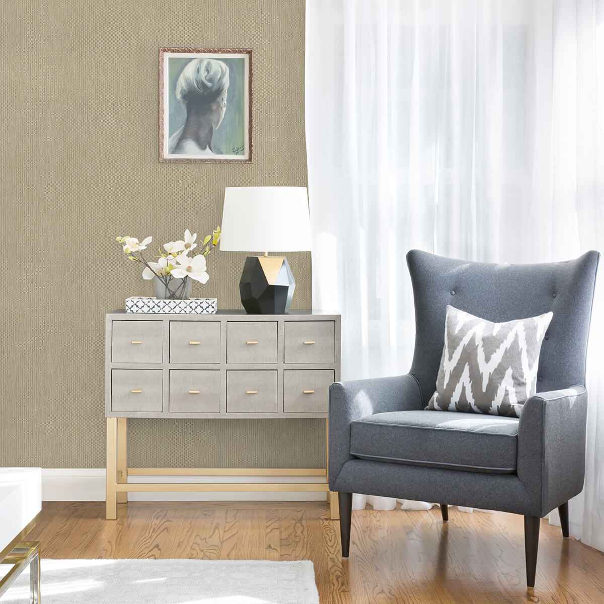 Jia Taupe Paper Weave Grasscloth Wallpaper - York Wallcoverings - 2972-86140 - York Wallcoverings Wallpaper